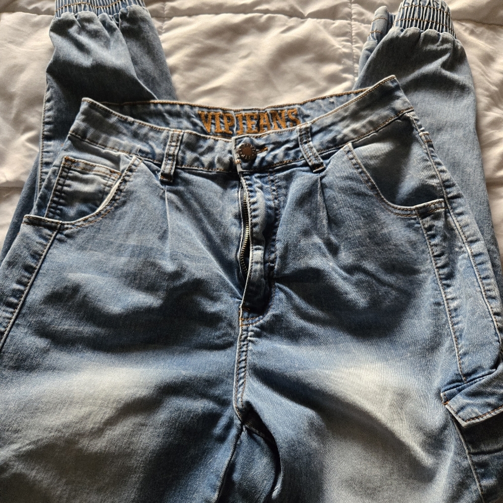 VIP cargo jeans with buckles on pockets loose fitting